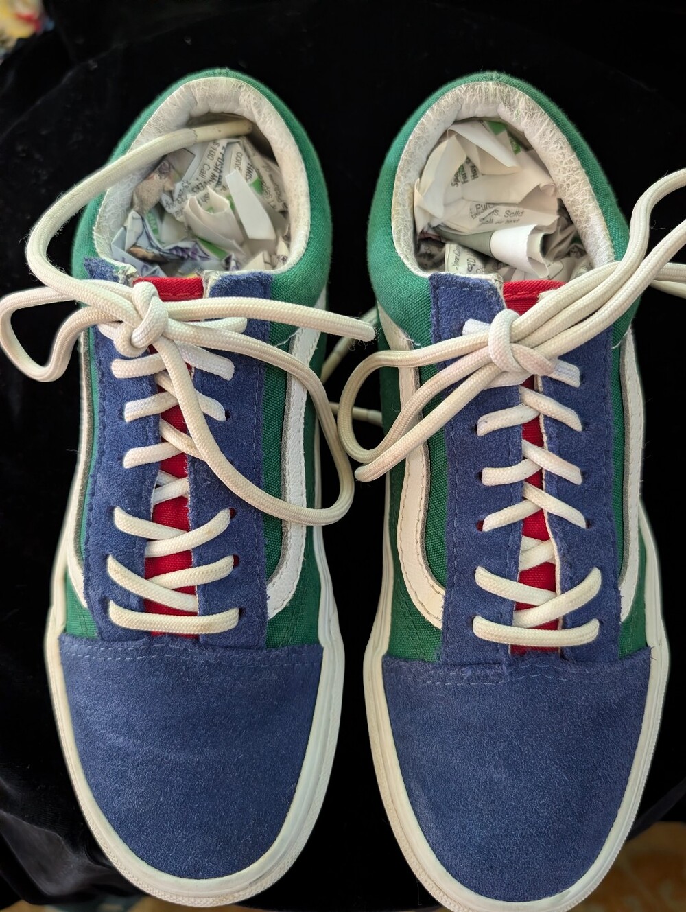 Old School Vans Men's Green & Blue Casual Lace-Up Sneakers